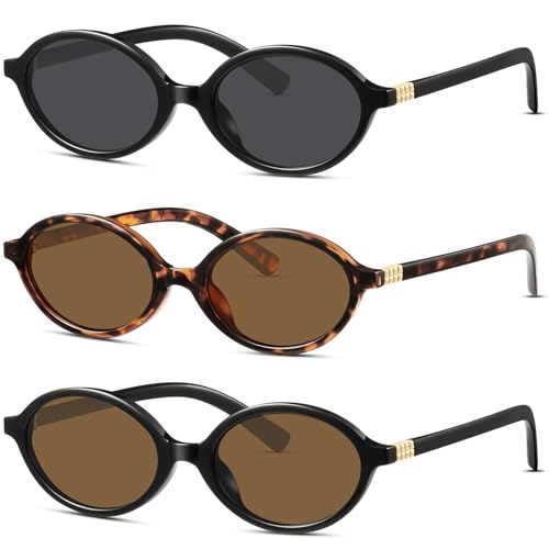 KUGUAOK Retro Oval Sunglasses for Women Trendy Small Frame 90s Sun