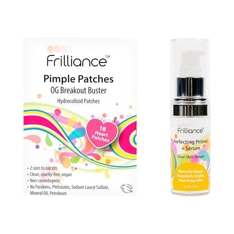 Frilliance Zap Your Zits Bundle - Pimple Patches (Pink Hearts) & Clear Skin Serum w/Mandelic, Niacinamide Cover