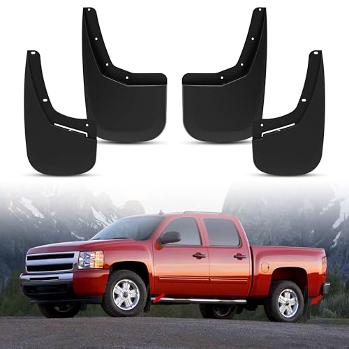 Image of Fender Flares Guards for 2007-2014 Chevy Silverado 1500 2500 3500, Front & Rear Mud Guards Mud Flaps Splash Guards for Chevrolet Silverado 1500 2500 3500 HD 2007-2014 Accessories