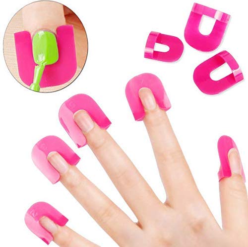ONWON 26 Pcs (10 Sizes) Reusable Soft Plastic Nail Polish Stencil Spill Proof Manicure Protector Tools