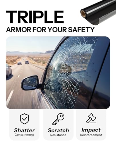 Image of IAQWE 50% VLT Ceramic Car Window Tint Film 24 in x 10 ft Roll | High Heat Rejection, UV Block, Privacy, Shatterproof, Scratch Resistant & No Signal Interference