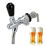 Piashow Zapfhahn Bierfass Einstellbare G5/8, Bierzapfhahn Chrome mit Langschaft Edelstahl für Hause Bar Restaurants, Silber