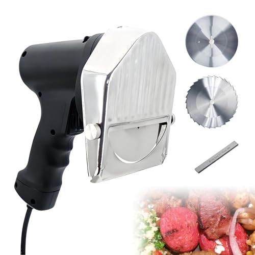 DNEPEI Electric Kebab Meat Slicer, Electric Shawarma Knife, 80W Commercial Gyro Cutter, with 2 Blades 10mm 0-8mm Adjustable Thickness for Restaurant Home Outdoor Wiretype