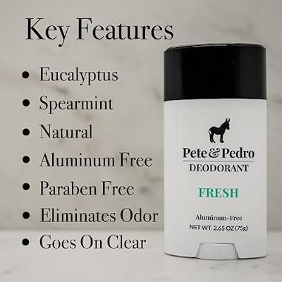 Pete & Pedro FRESH NATURAL DEODORANT | Natural, Aluminum-Free Deodorant - Eucalyptus & Spearmint Scent For Men & Women | Odor-Control, Sweat Protection | Paraben Free, Vegan | Shark Tank 2.65 oz.