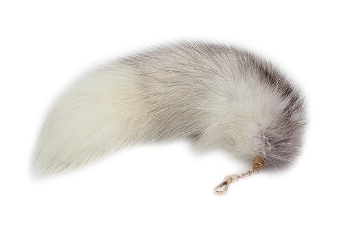 Chic and Alluring Natural Fox Tail Charms - Multicolor Fashionable Accessory Attachments(White)