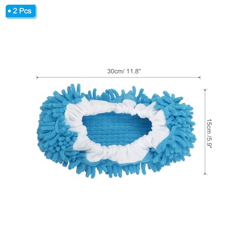Image of MECCANIXITY Mop Slippers Washable Microfiber Floor Cleaning Shoes Cover Chenille Duster Foot Socks Tools for House Clean, Blue 2 Pack