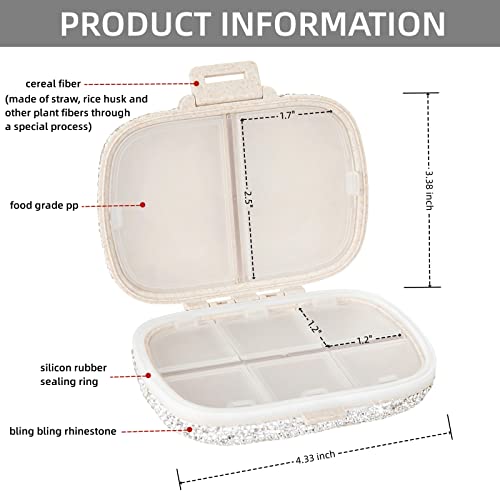 Image of Cute Pill Organizer Small Bling Pill Case for Purse Medicine Vitamin Container Holder Daily Pill Box Container for Women Travel Medicine Kit(Peach)