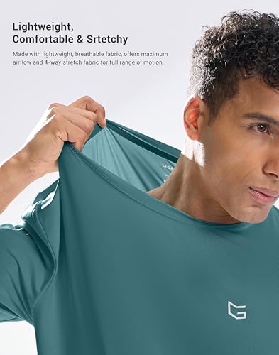 Image of G Gradual Men's Sun Protection Swim Shirt UPF 50+ Rash Guard Short Sleeve Quick Dry Water Hiking Workout Shirts for Men