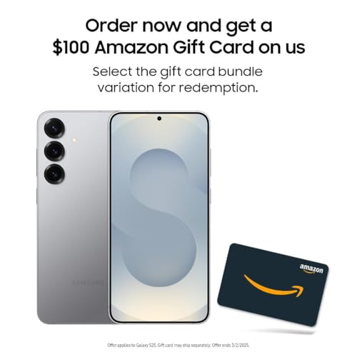 SAMSUNG Galaxy S25 Cell Phone + $100 Amazon Gift Card, 128GB AI S...