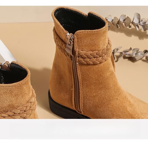 Girls Low Heel Side Zipper Ankle Boots Tassel Bowknot Rivet Chelsea Booties4