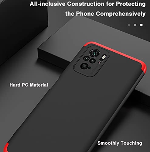 Image of Designerz hub Cover Case Ull Body 3 in 1 Slim Fit Complete 3D 360 Degree Protection Hybrid Hard Bumper Back Case Cover Compatible for Redmi Note 10T 5G / Poco M3 Pro 5G -Black & Red