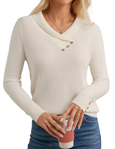 Image of GRACE KARIN Women Fall Long Sleeve V Neck Collar Knit Pullover Sweaters