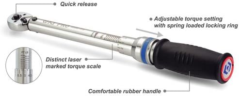 1/2" Drive Adjustable Torque Wrench 30-250 ft-lbs