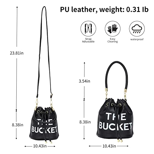 Image of JQAliMOVV Mini Leather Bucket Bags for Women Drawstring Bucket Purse Crossbody Handbags Hobo Bag
