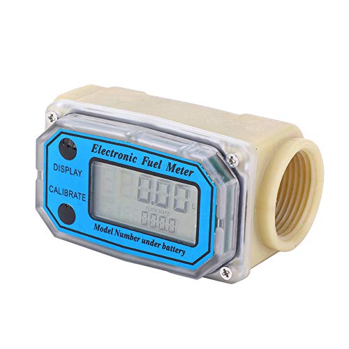 Mini Flussometro Digitale a Turbina, Contalitri per Acqua Liquida Flussometro per Carburante 15-120 L/Min 1"NPT