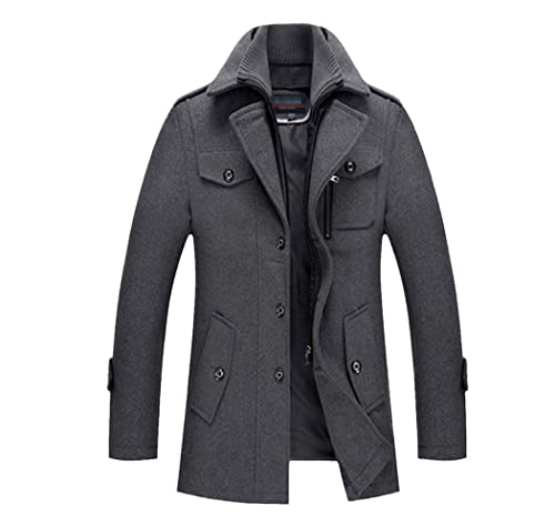 Men's Winter Wool Coat Thick Cotton Wool Jackets Male Casual Long Jacket Outwear