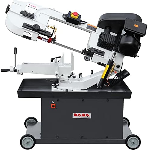 Kaka Industrial BS-712R, 7"x12" horizontal bandsaw, the bow can be swiveled between 45° and 90°Solid Design, Metal Cutting Band Saw, High Precision Metal Band Saw with 1.5HP motor 115V230V-60HZ 1PH