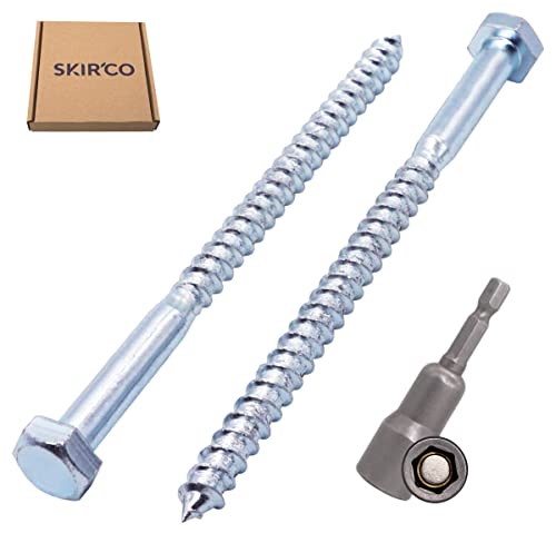 SKIR'CO (10 pcs) DIN 571 Zinc Plated Steel Hexagon Wood Screws M8 x 120 mm, Coach Screws, Hex Screw, Lag Bolts (With Magnetic Hex Bit) - Image 2