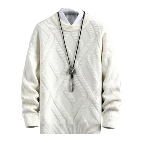 Men Vintage Warm Loose Sweater Plaid Pullover Winter Loose Harajuku Style Knitted Sweaters O-Neck Male Top