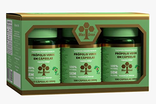 Kit com 6, Própolis Verde Em Cápsula, Extrato Seco 80%, Wax Green