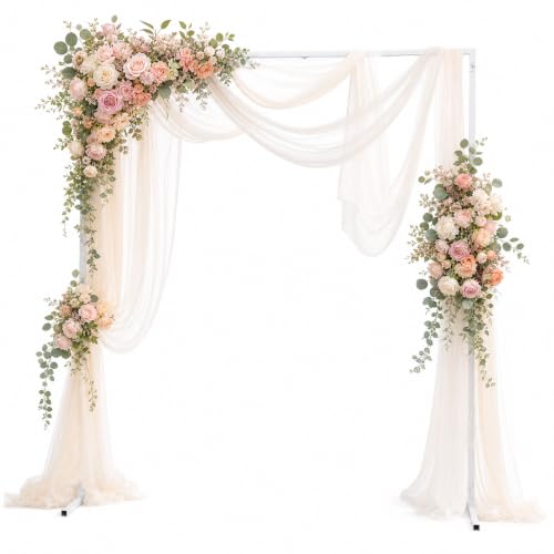Arche de mariage rectangulaire - Blanc - 2 m x 2 m - Support de ballons - Décoration pour mariage, anniversaire, fête, jardin, tonnelle, anniversaire, événement