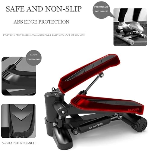 Image of Mini Stepper Machine with Display & Resistance Bands for Full Body Workout - Adjustable Intensity Up-Down Stepper for Home Exercise