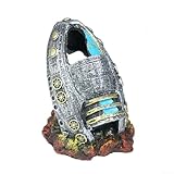 Aquarium-Landschaftsdekoration mit UFO-Emulation, Raumschiff, Kunstharz, realistisches Unterwasser-Ornament für Aquascaping (Raumschiff)