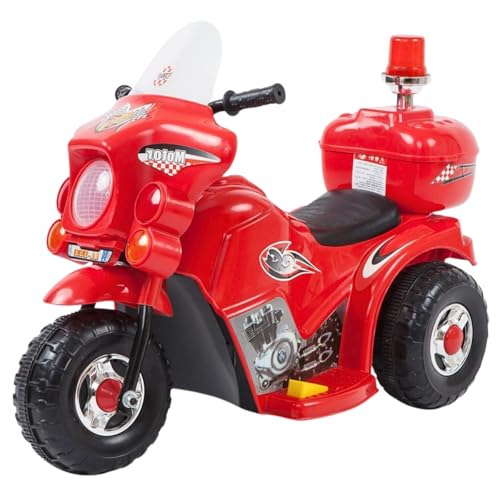 Mini Moto Elétrica 6v Polícia Menina Com Luz Som E Baú (Vermelho)