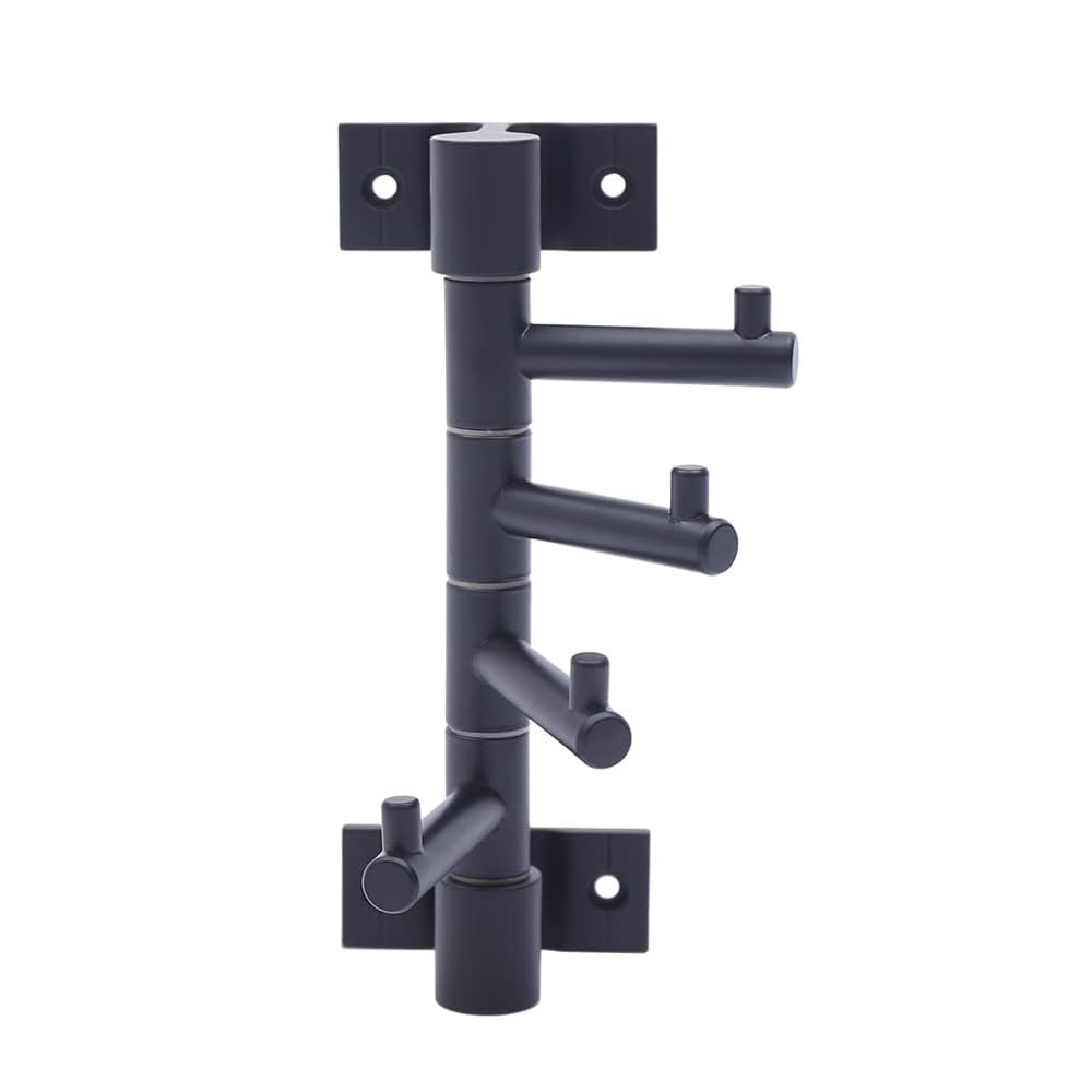 Swivel Towel Hooks Coat Rack with 4 Swivel Arms, Towel Hooks for Bathrooms,Heavy Duty Wall Clothes Hooks, Wall Mounted Swivel Coat Rack Hat Rack (Black, 4 Arms)