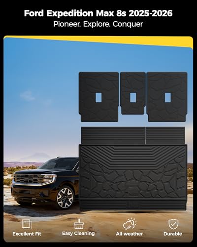 Image of 3W Cargo Liner & Seat Back Mats for 2025 2026 Ford Expedition MAX 7 /8 Seats,TPE All Weather Protection Car Trunk Liners Covering The Backrest,Cargo Accessories