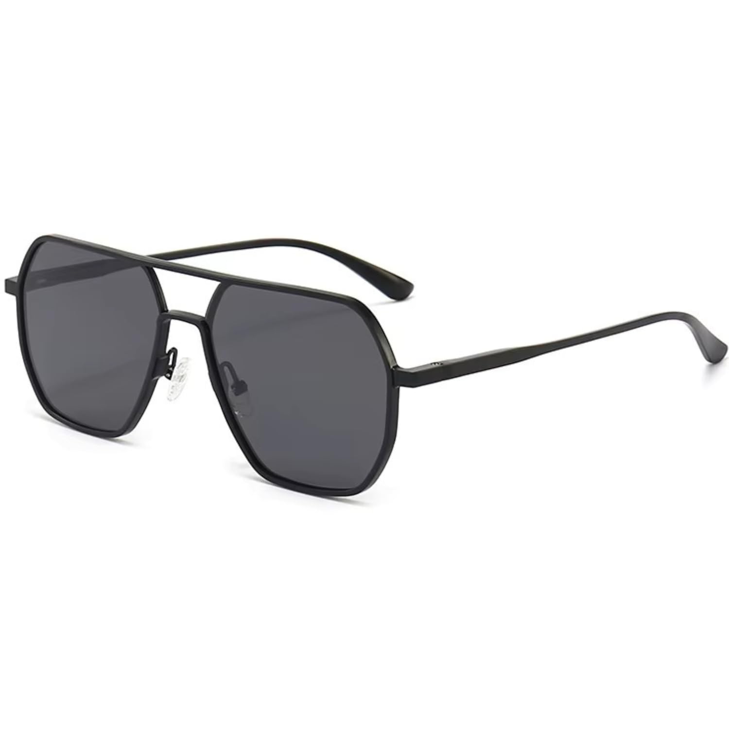 huvora Polarized Square Sunglasses for Men Stylish | Bold Alloy Black 100% UV Protection Branded Goggles for Driving Party Casual | Double Bridge Retro Anti Glare Sun Glasses-picture-37