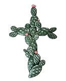 De Leon Collections 14255 Flowering Cactus Green and Pink 11.75 Inch Polyresin Nature Southwestern Decorative Home Décor Hanging Sculpture Wall Cross