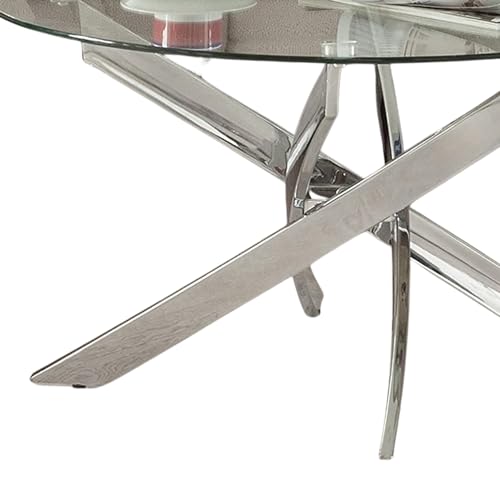 Homely - Mesa de Centro Dalila | Cristal Redondo | Diseño Moderno | Salón, Comedor, despacho, Dormitorio | 80 cm de diámetro | 80x80x40 cm | Original Base de Acero Cromado - imagen 3