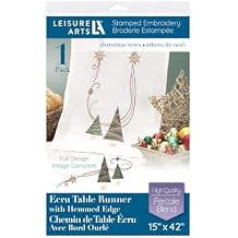 Leisure Arts Table Runner 15"X42" Ecru Xmas Trees, Kitchen Table Runner, Embroidery Kit, Kitchen Runner, Cross Stitch Kits for Beginners, Embroidery Patterns, Fabric