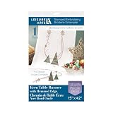 Leisure Arts Table Runner 15'X42' Ecru Xmas Trees, Kitchen Table Runner, Embroidery Kit, Kitchen Runner, Cross Stitch Kits for Beginners, Embroidery Patterns, Fabric