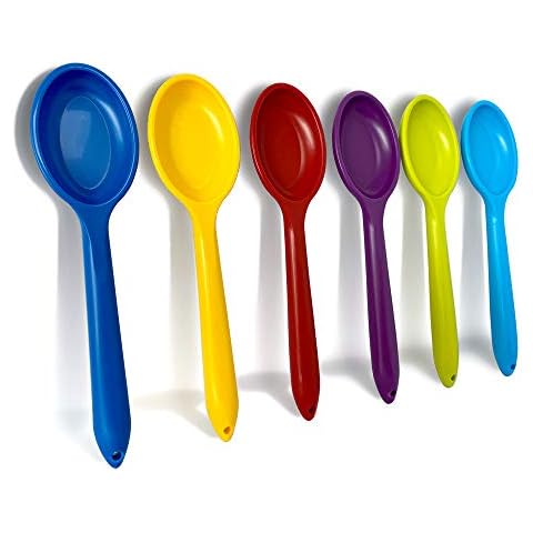 Mixing Spoon | Beautifully Coloured & Perfect for Mixing, Baking, Serving & More, in Both Adult & Kids Kitchens | Set of 6 - Red, Blue, Purple, Green, Yellow, Light Blue | Proudly Made in The UK Cover