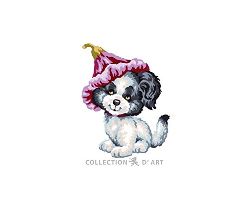 Collection DArt - 3194 cañamazo diseño 14x18 cm, Perrito con Sombrero Color: Unico