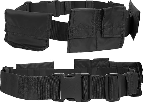 Army Universe Black Multi-Pocket Tactical Belt | Adjustable SWAT Utility Belt with Quick-Release Buckle