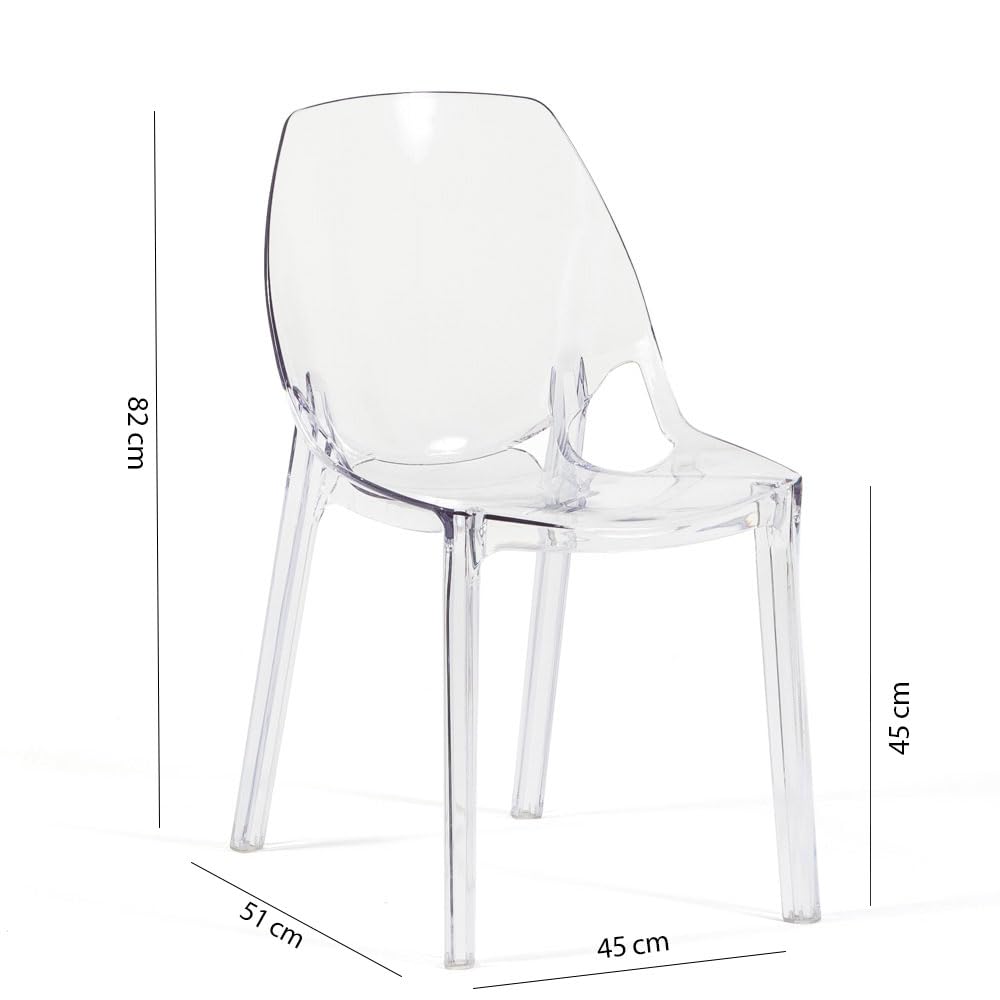 SIEDITI FUORI E DENTRO 2 Sedie in policarbonato trasparente per interni | Sedie Luce per cucina, sala da pranzo, bar e ristoranti. Sedie trasparenti moderne, di design, impilabili, colorate, robuste.