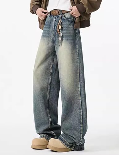 Y2k Wide Leg Baggy Jeans Mens Casual Pants Straight Leg Denim Jeans Hip Hop Loose Fit Streetwear3