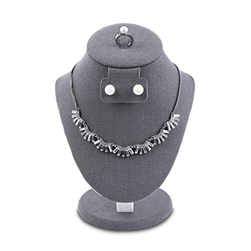 Mooca Linen Covered Wood Jewelry Display Necklace Chain Jewelry Bust Display Holder Stand