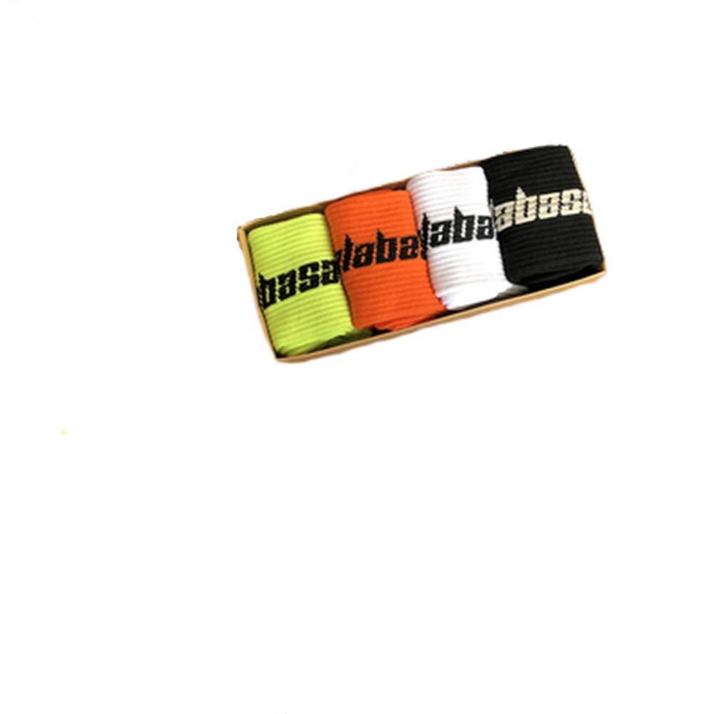 4 pairs ins style high top mid tube cotton alphabet socks skateboard hip hop sports socks