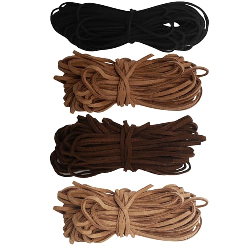 4 colores, 10 m x 2,5 mm, cordón de piel sintética, cordón de piel de ante sintético, hilo de imitación, cuerdas clásicas para manualidades, pulseras, collares, joyas y manualidades