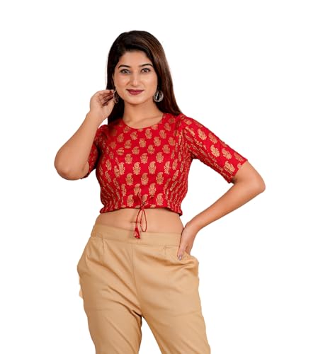 Image of Yash Gallery Women's Cotton Zig-Zag Printed Regular Regular Fit Short Sleeve Blouse