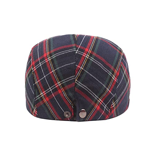 Dorriso Elegant Mens Flat Cap Adjustable Flat Caps Check Stripe Classic Beret Cap Travel Leisure Vacation Hats Men Newsboy Cabbie Driving Hat Cyan #TOP3