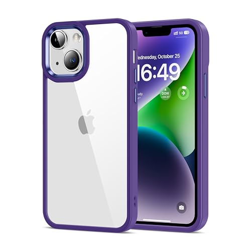 Image of HOOMIL Case for iPhone 14 6.1-Inch, Non-Yellowing, Drop Protection, Anti-Scratch Transparent Hard Back Phone Cover - Dark Purple