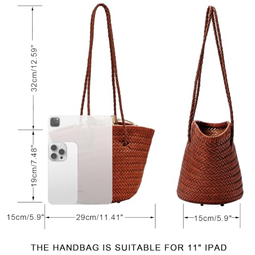 Image of Woven Tote Bag For Women, Fashion Crossbody Shoulder Bag, Casual Top-handle Handbags, and Travel Purses Phone Bag