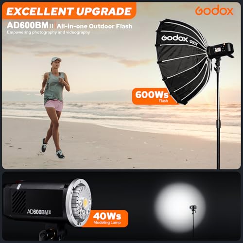 Image of Godox AD600BM II Upgraded Outdoor Flash Strobe GN87 600W, 2.4G Wireless,1Tap Sync with X3 Trigger, 40W LED Modeling Lamp 0.01-1.9s Recycle 1 /8000s HSS, Compatible with Canon /Nikon /Sony /More