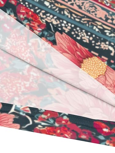 Image of Women's V Neck Floral Maxi Dress 3 /4 Sleeve Plus Size Boho Wrap Flowy Long Dresses with Belt