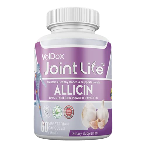 Jointlife Glucosamine and Chondroitin Joint Supplement - 60 Vegetarian Capsules for Joint Support, Knee Pain and Bone Health, All-Natural with 100% Stabilised Allicin and Ginger Root Extract, 450 mg